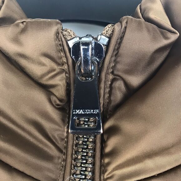 1 Madison Parka Down Puffer Cognac Brown Hooded Pockets Medium FLAW - Picture 3 of 15